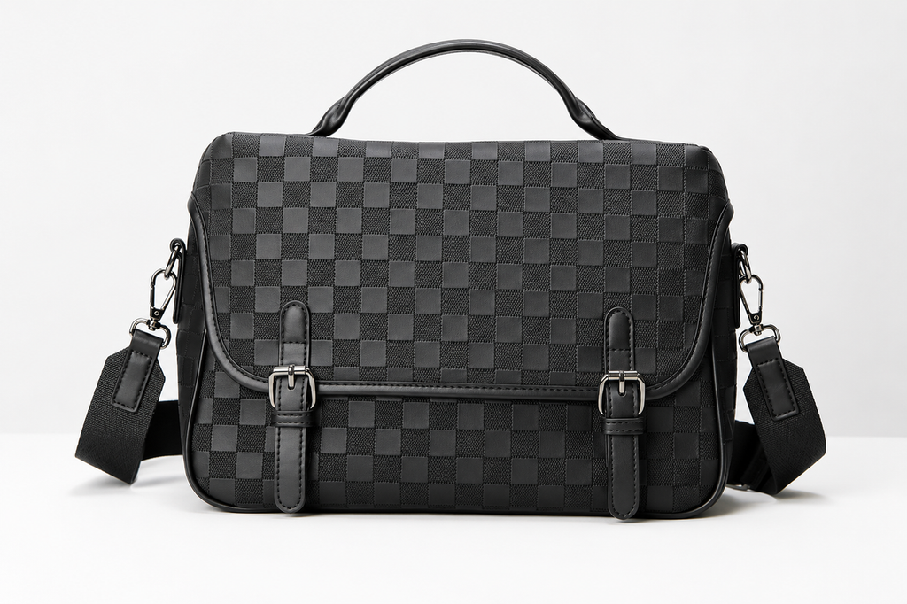 Textured Check Messenger Bag