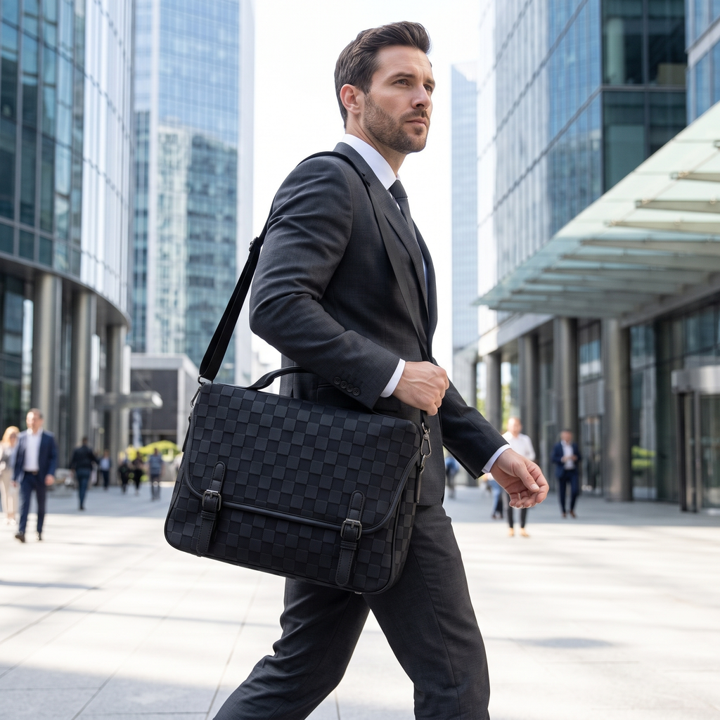 Textured Check Messenger Bag - lifestyle