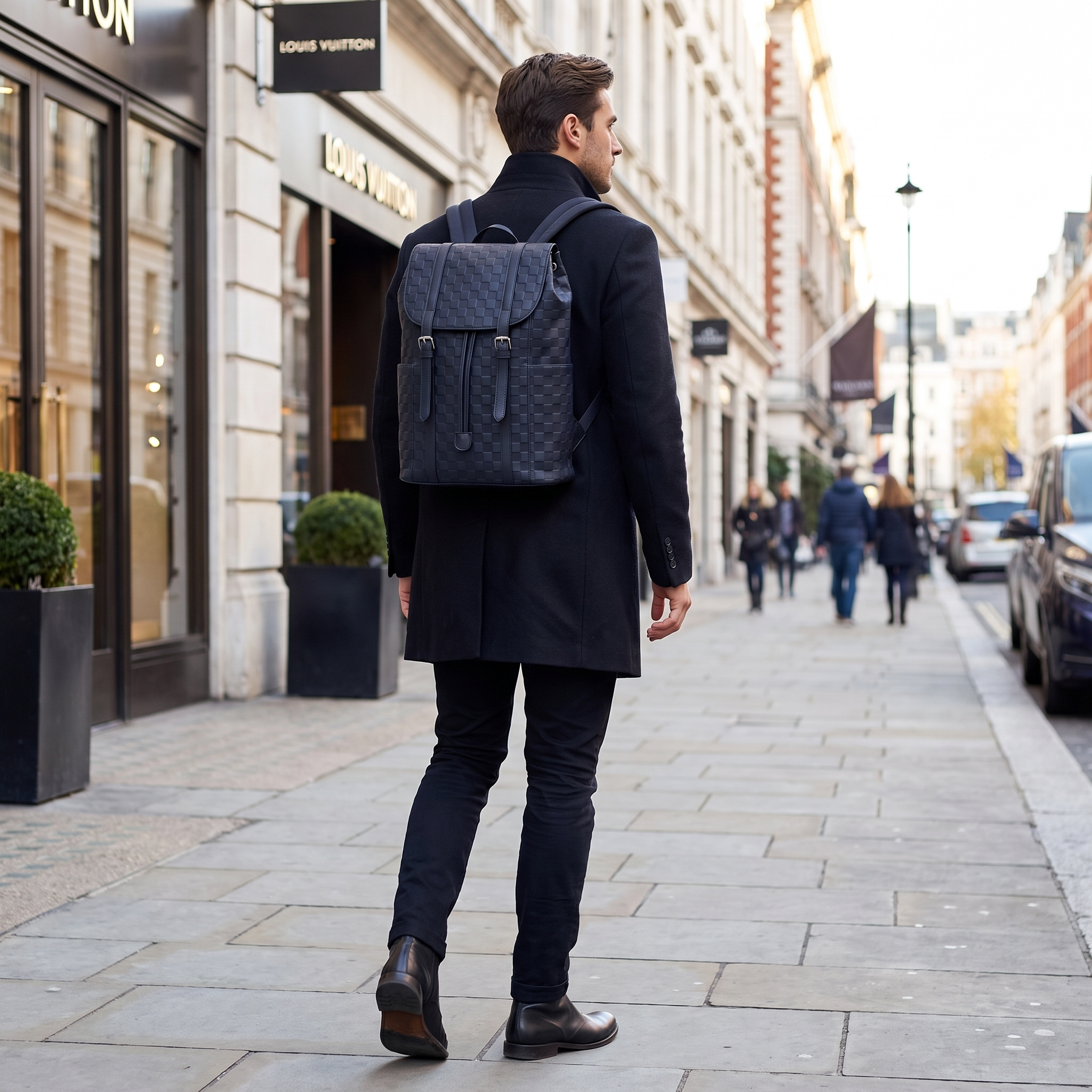 Textured Check Buckle Backpack - lifestyle