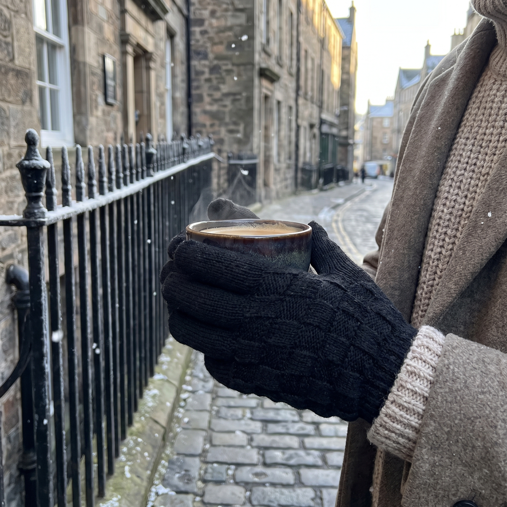 Textured Check Gloves - lifestyle