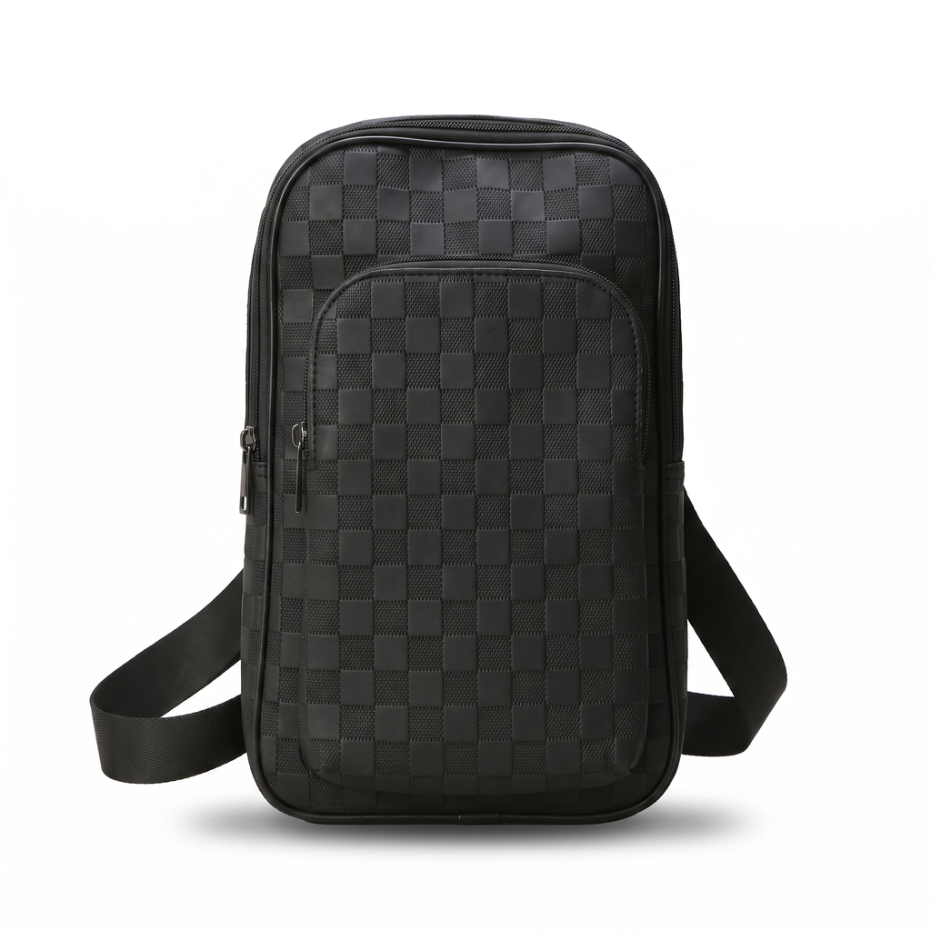 Textured Check Modern Sling Bag - front view