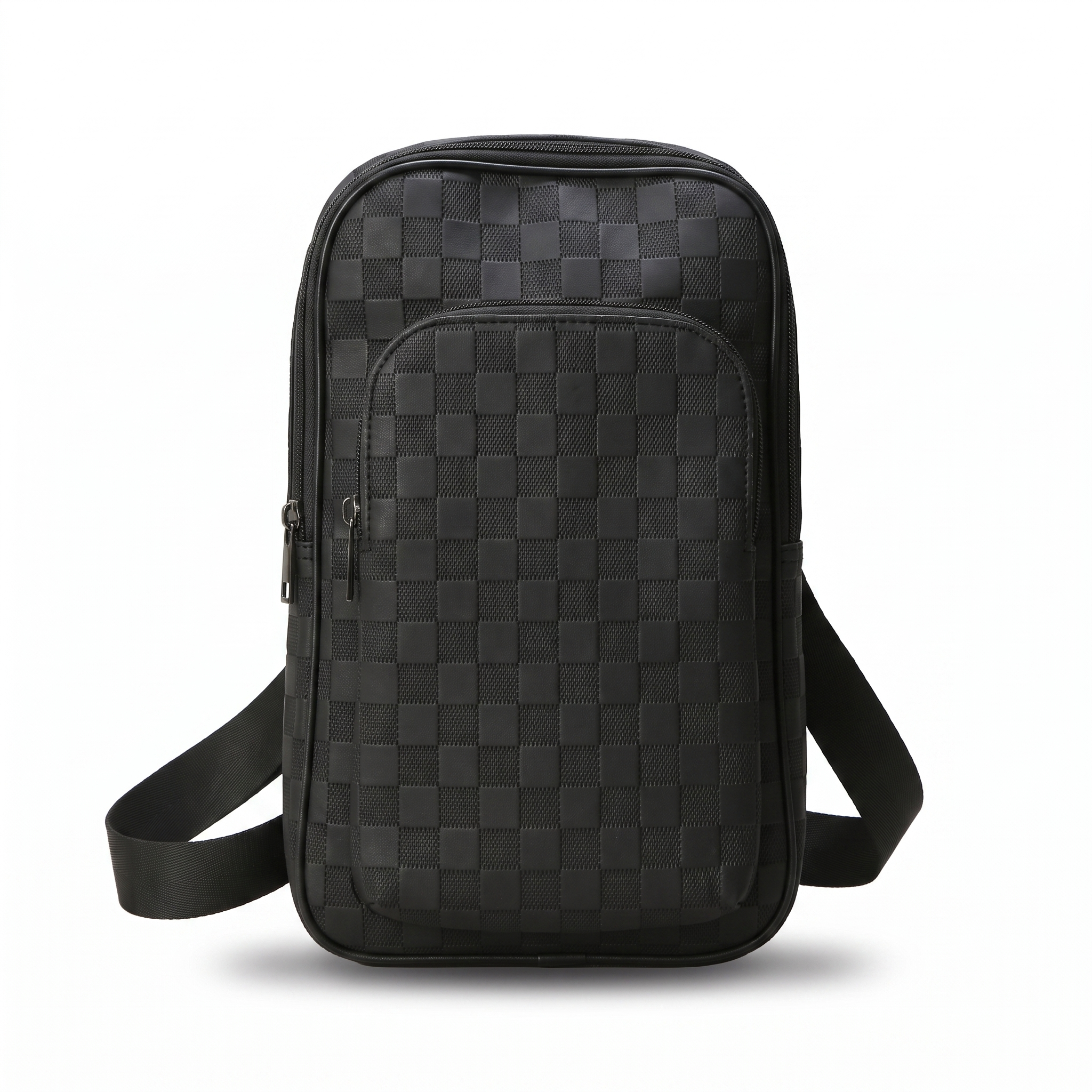 Textured Check Modern Sling Bag - front view