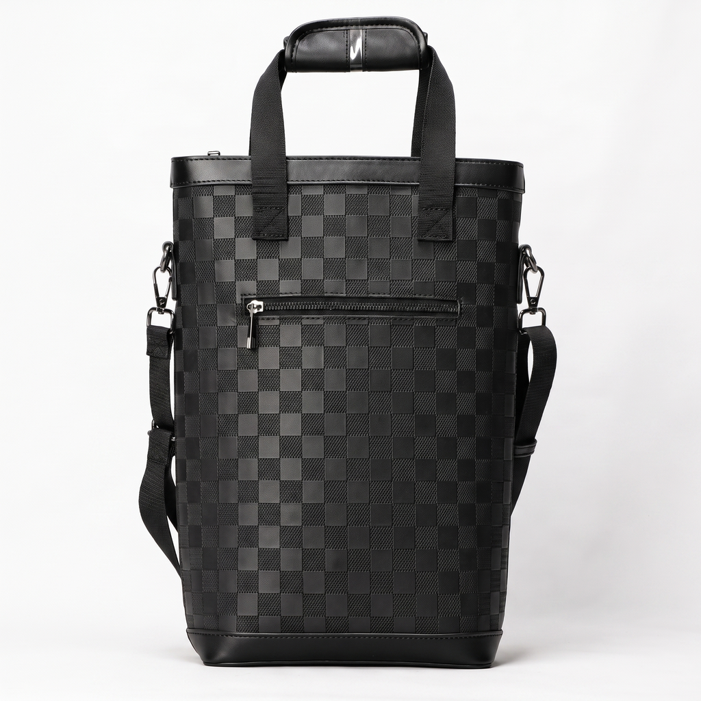 Textured Check Wine Bag