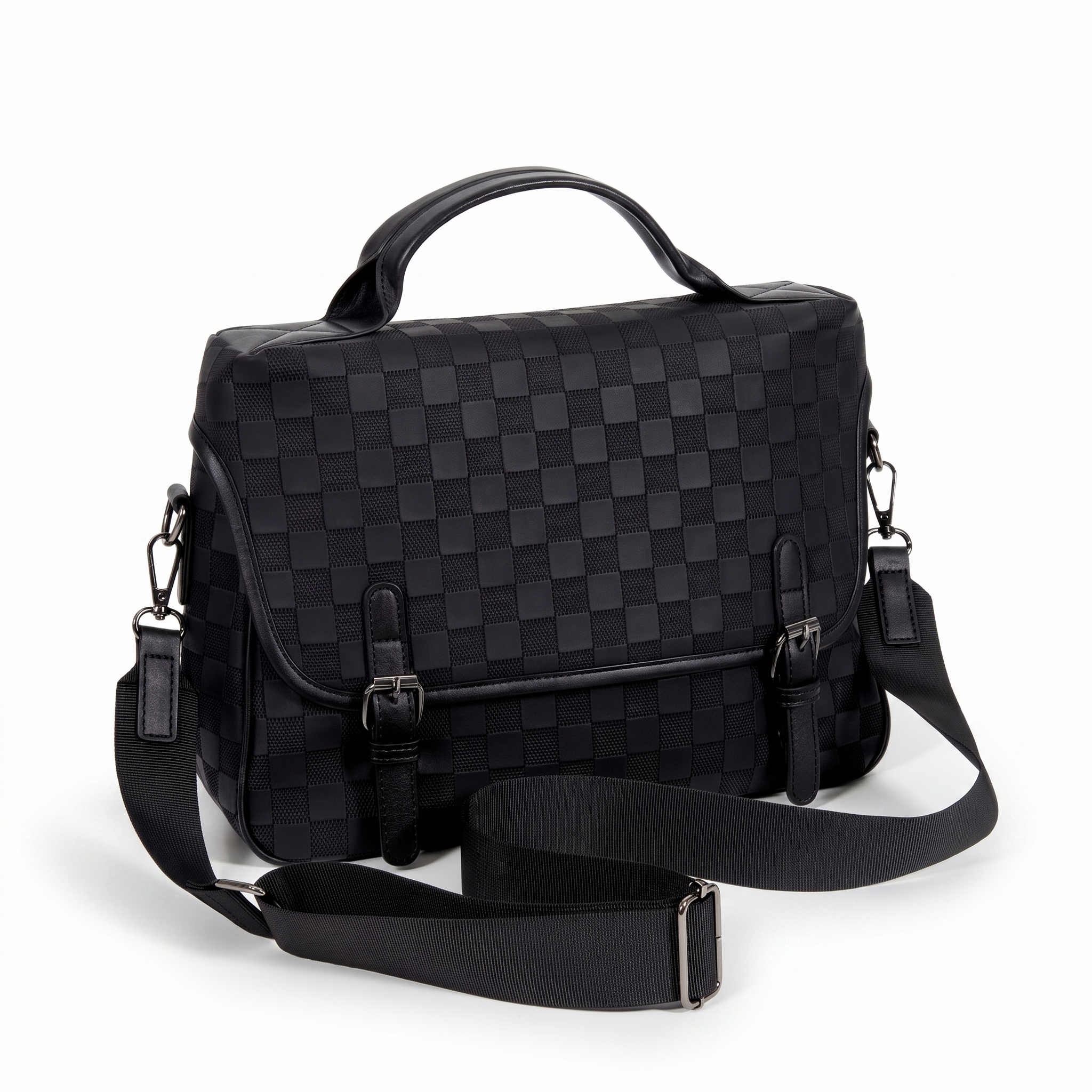 Textured Check Messenger Bag