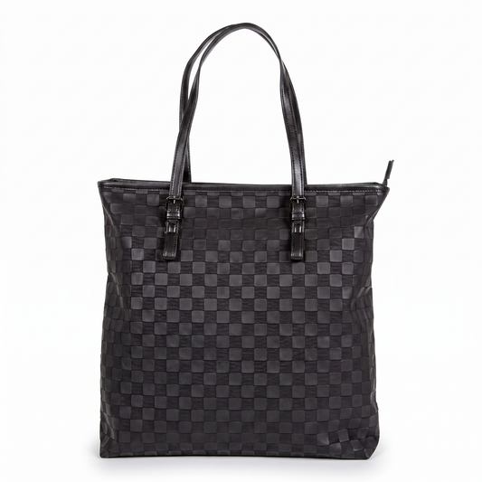 Textured Check Tote Bag