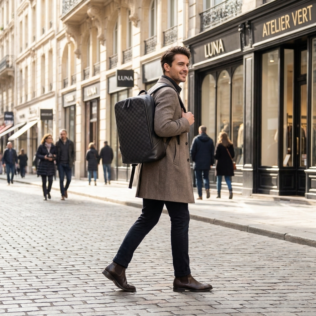 Textured Check Backpack - lifestyle
